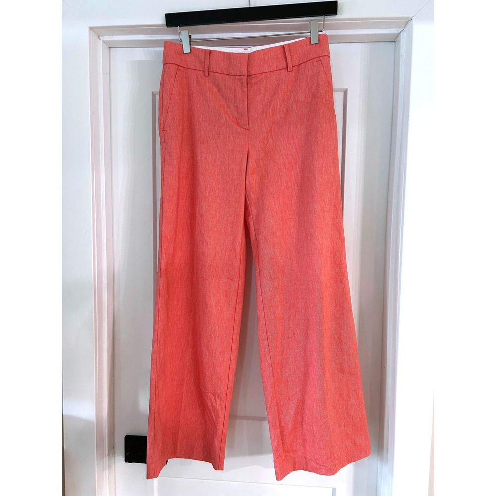 NEW Loft Womens Coral Pink Wide Leg Trousers Textured Workwear Pants‎ Size 6 NEW